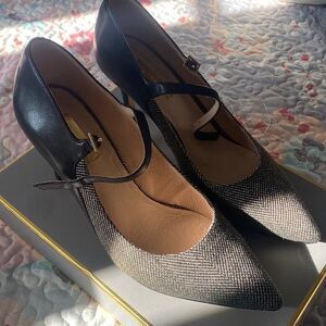 Louie er Cie Nordstrom Tweed‎ Mary Jane Pumps Black Gray Herringbone heel 9.5